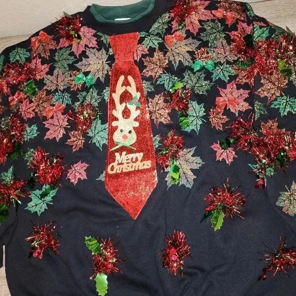 1 of a kind Custom Handmade Ugly Christmas Sweater Womens XL XXL or Men's L